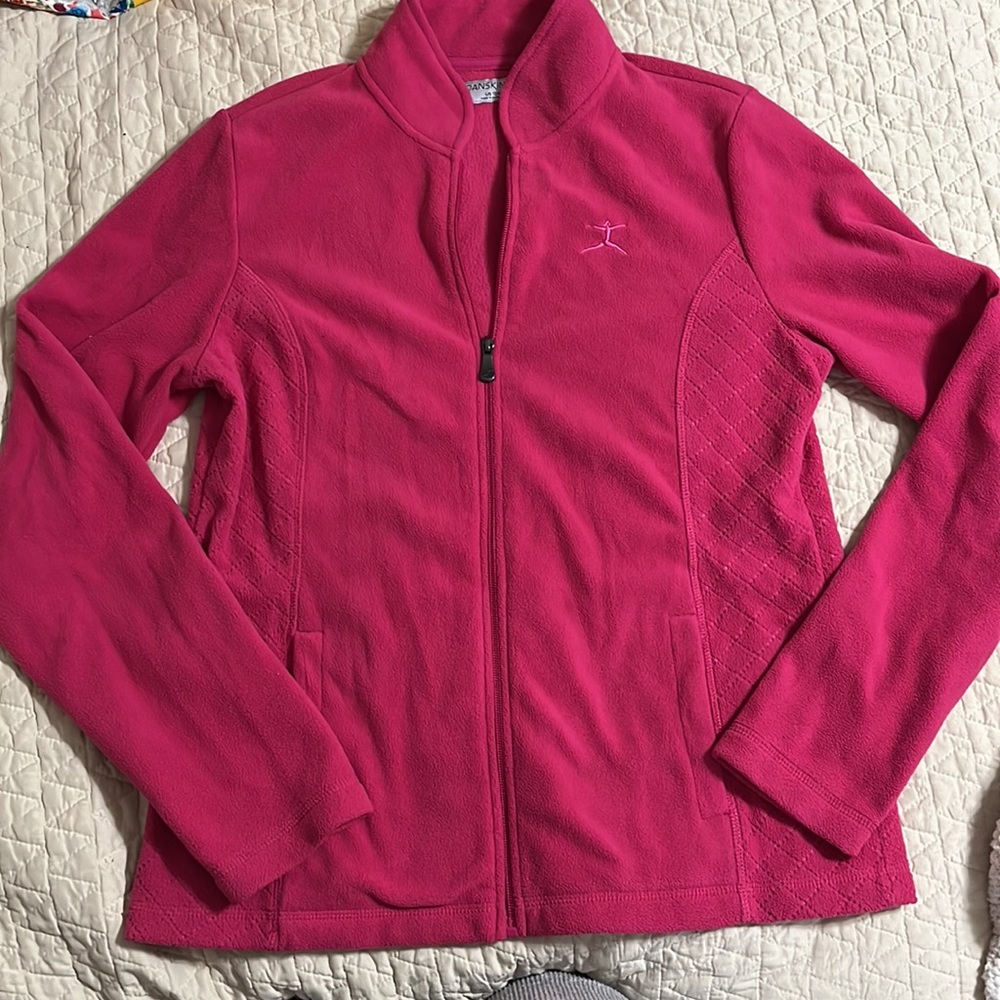 Pink DANSKIN fleece zip up jacket size 12/14
